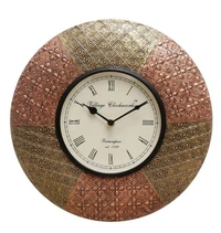 Beautiful Wooden Rajasthani Art Work Wall Clock - Wooden, Acrylic/ Decorative Clock, Pack of 1, Round